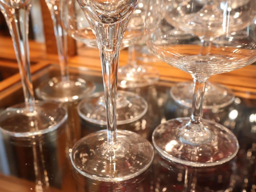 Collection of vintage crystal and etched glass stemware - 3