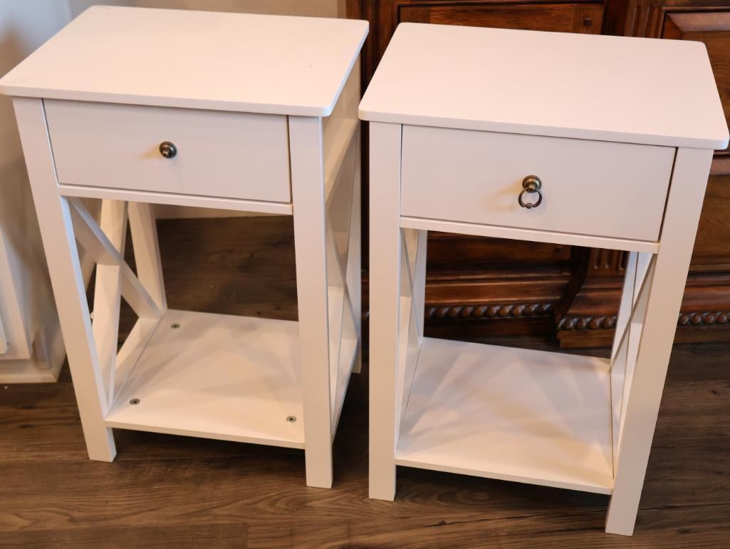 Pair of white wooden nightstands (1 of 6)