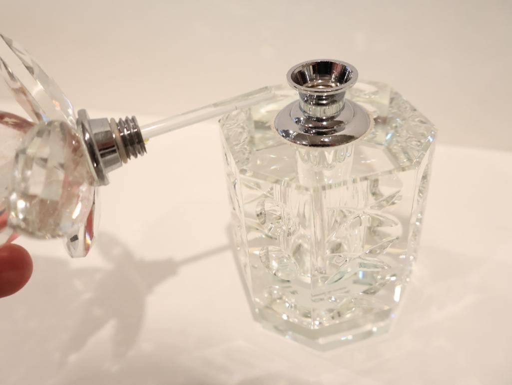 Curated collection of four vintage crystal and glass perfume bottles - 11