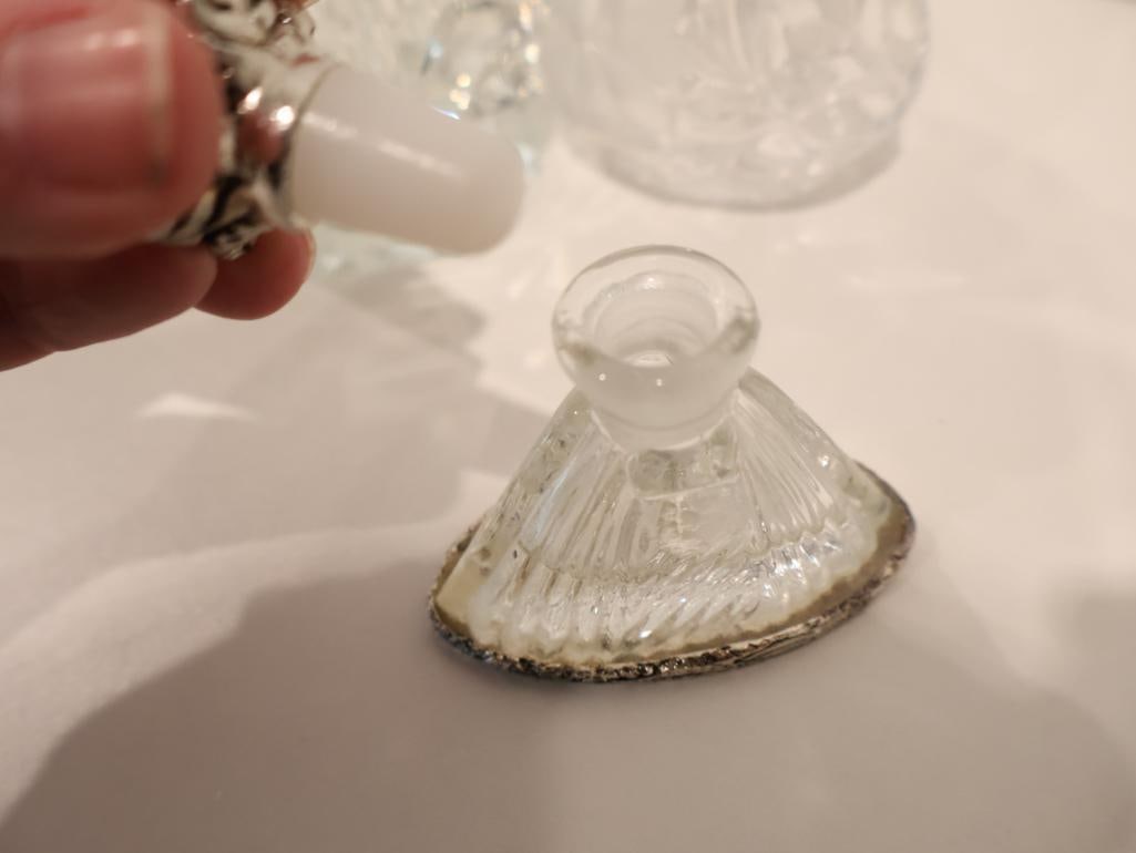 Curated collection of four vintage crystal and glass perfume bottles - 5
