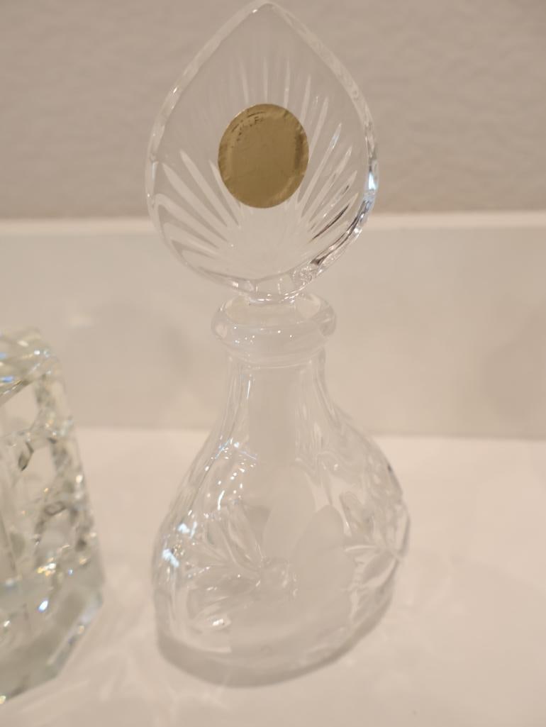 Curated collection of four vintage crystal and glass perfume bottles - 7