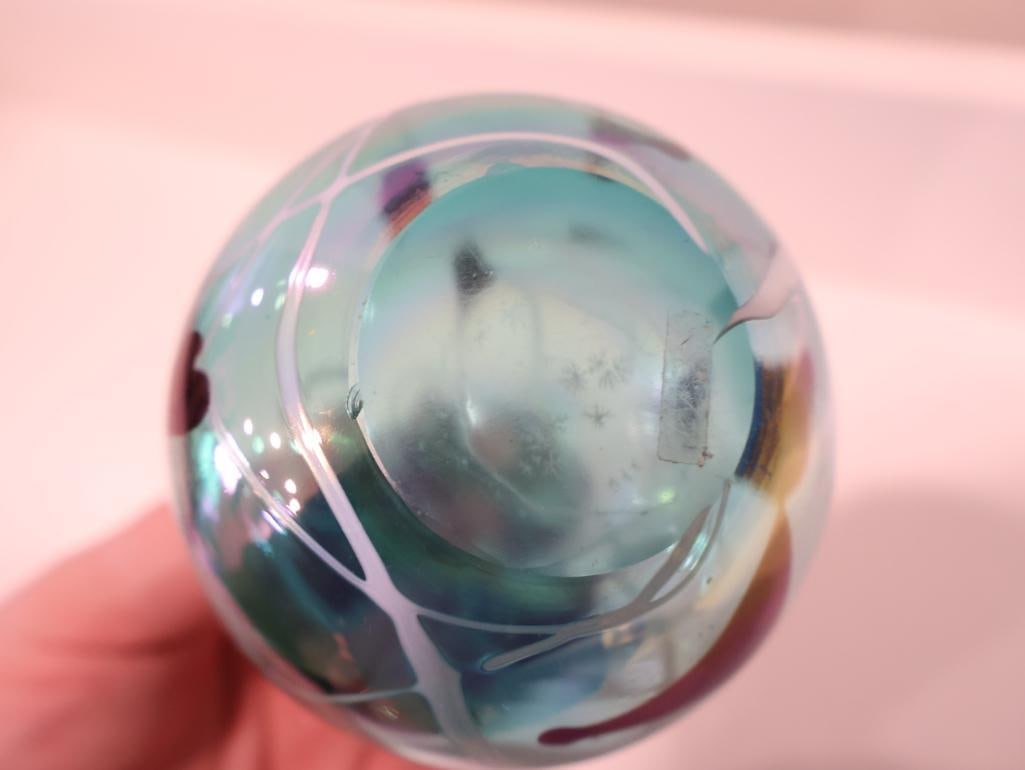 Two vibrant hand-blown studio art glass perfume bottles - 8