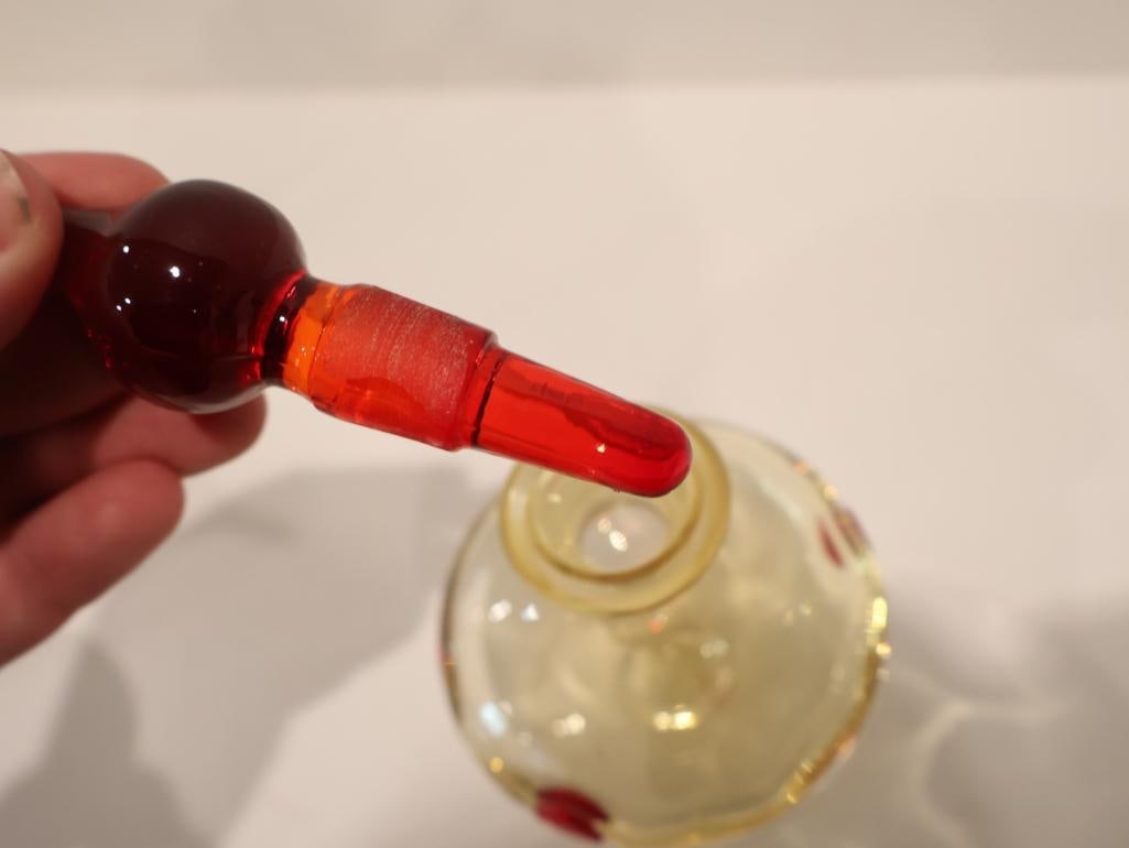 Curated collection of four vintage studio art glass perfume bottles - 12