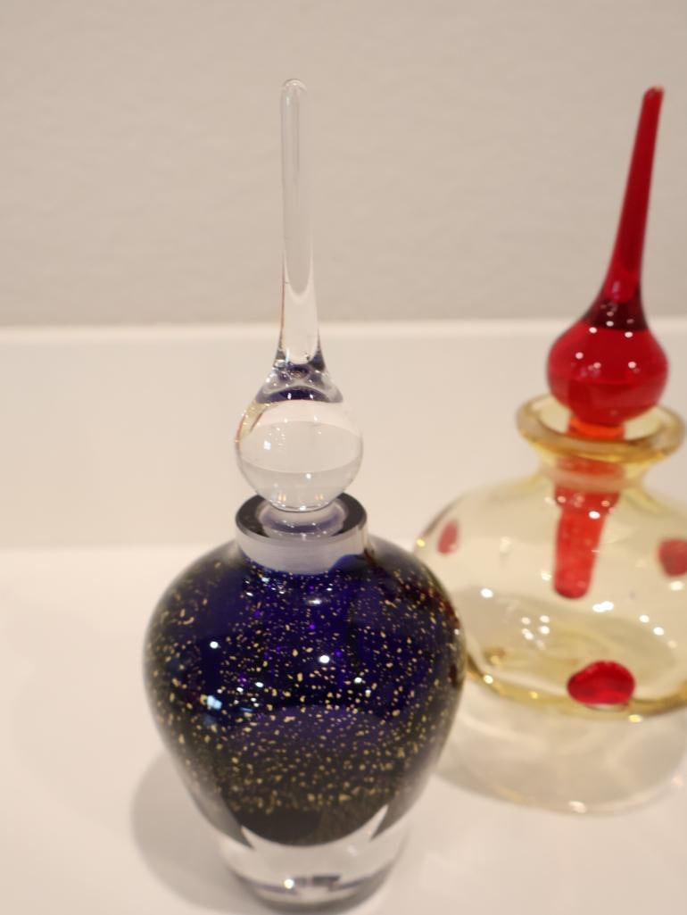 Curated collection of four vintage studio art glass perfume bottles - 8