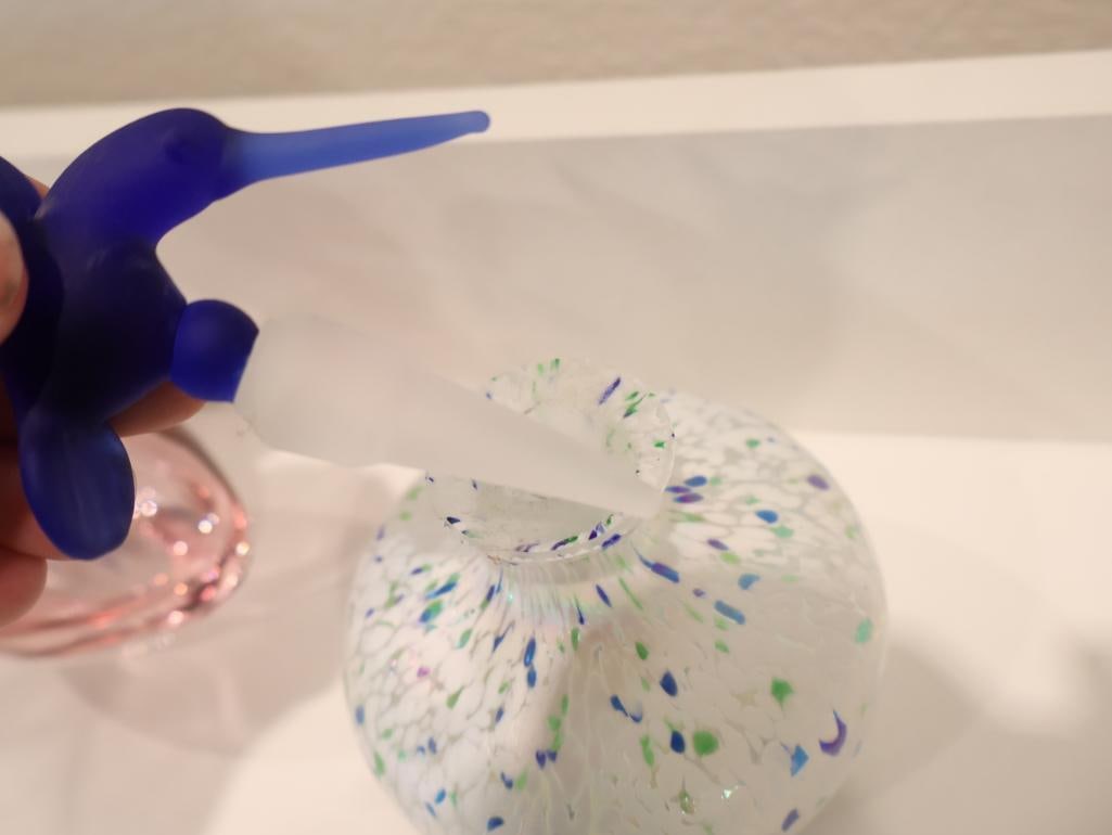 Five decorative art glass perfume bottles - 10