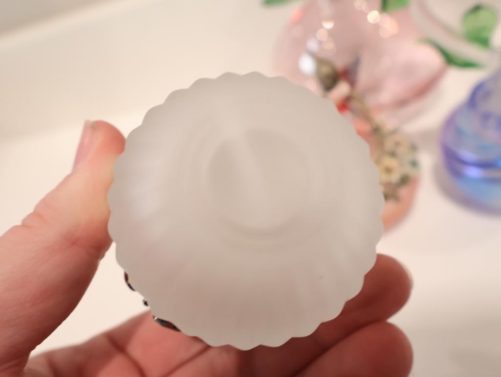 Five decorative art glass perfume bottles - 4