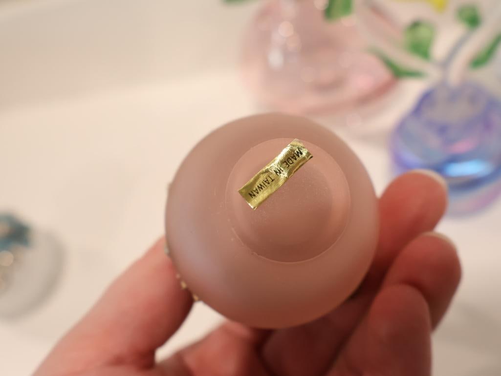 Five decorative art glass perfume bottles - 5