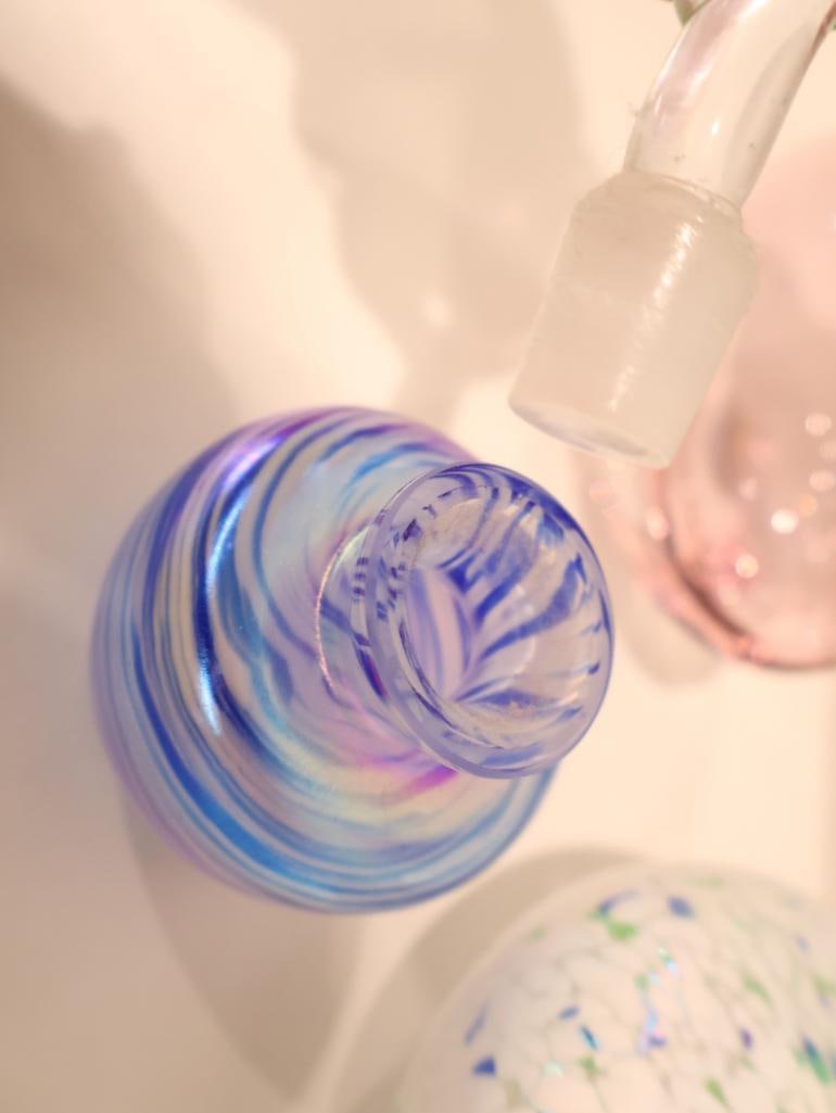 Five decorative art glass perfume bottles - 8