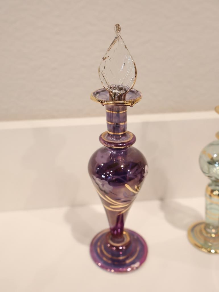 Exquisite collection of seven authentic hand-blown Egyptian glass perfume bottles - 16