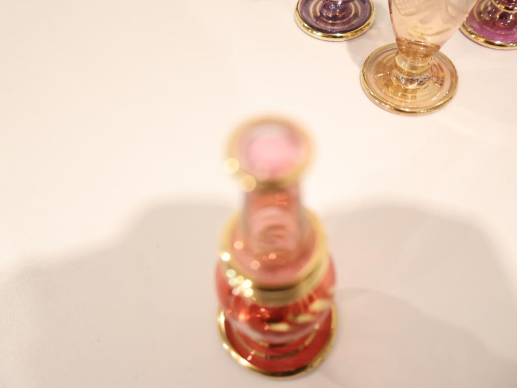 Exquisite collection of seven authentic hand-blown Egyptian glass perfume bottles - 7