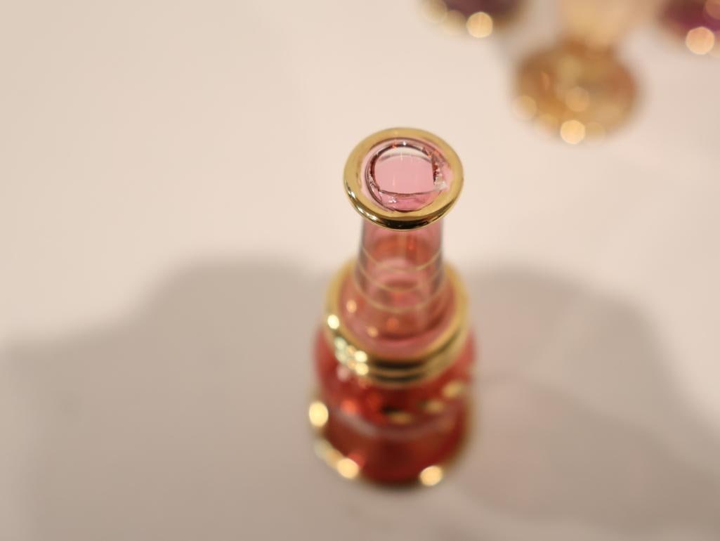 Exquisite collection of seven authentic hand-blown Egyptian glass perfume bottles - 8