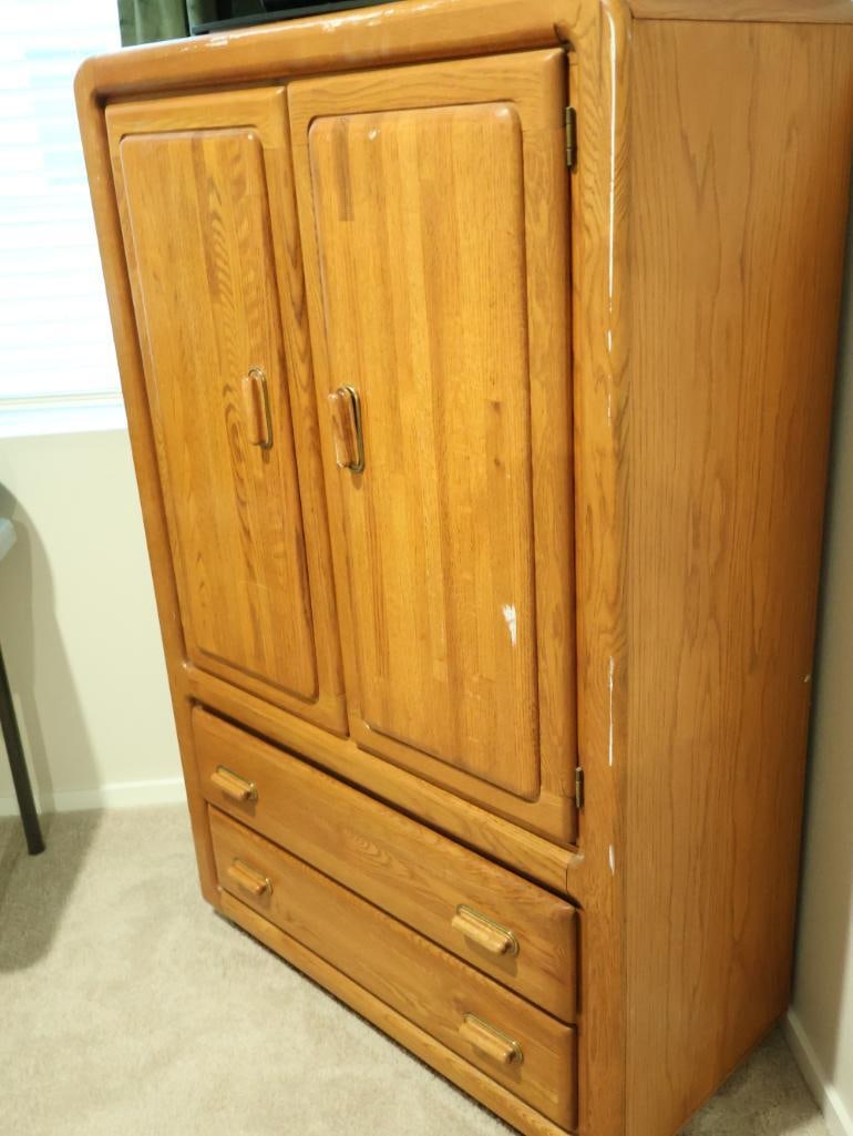 Vintage solid oak armoire - 13