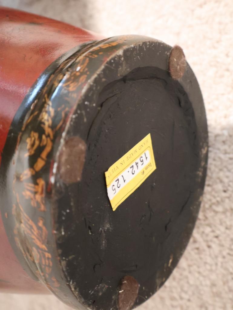 Three decorative ceramic vases and a wrought iron pedestal stand - 7