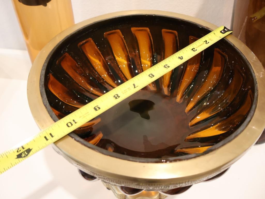 Three decorative glass items representing mid-century modern and Art Deco aesthetics - 7