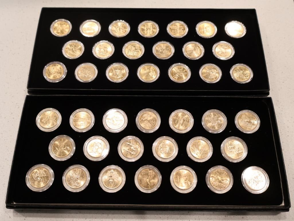 Two sets of 24K Gold-Plated Statehood Quarters from 2001 and 2002 - 2
