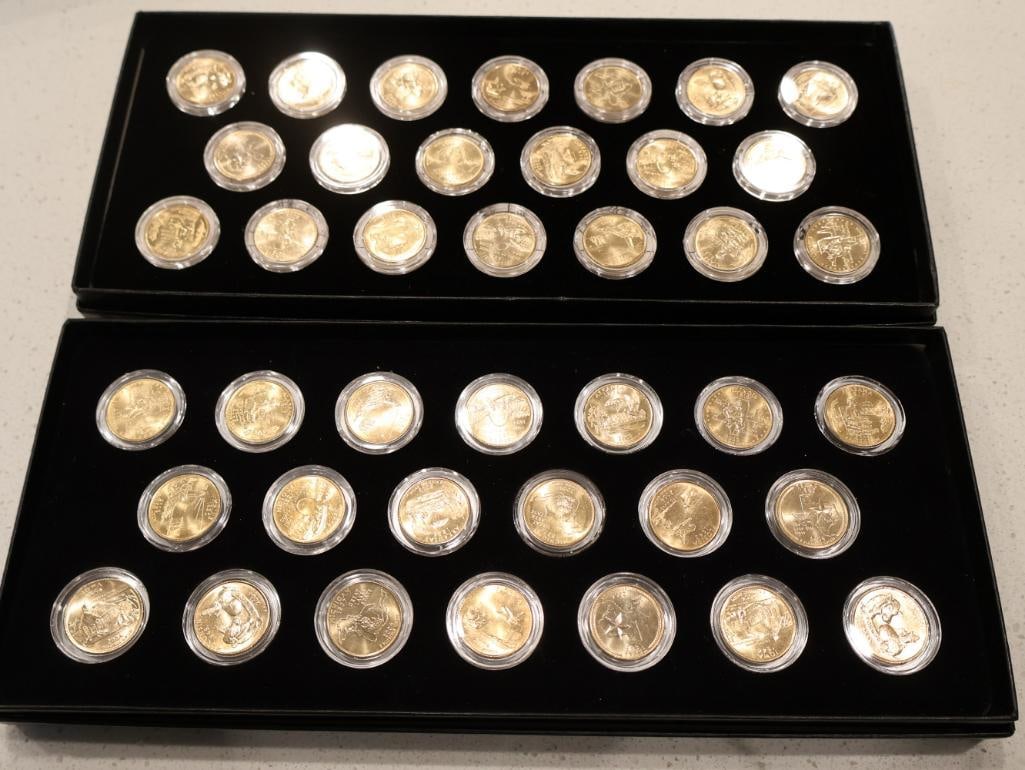 Two commemorative sets of 24K gold-plated U.S. Statehood Quarters from 2003 and 2004 (1 of 6)