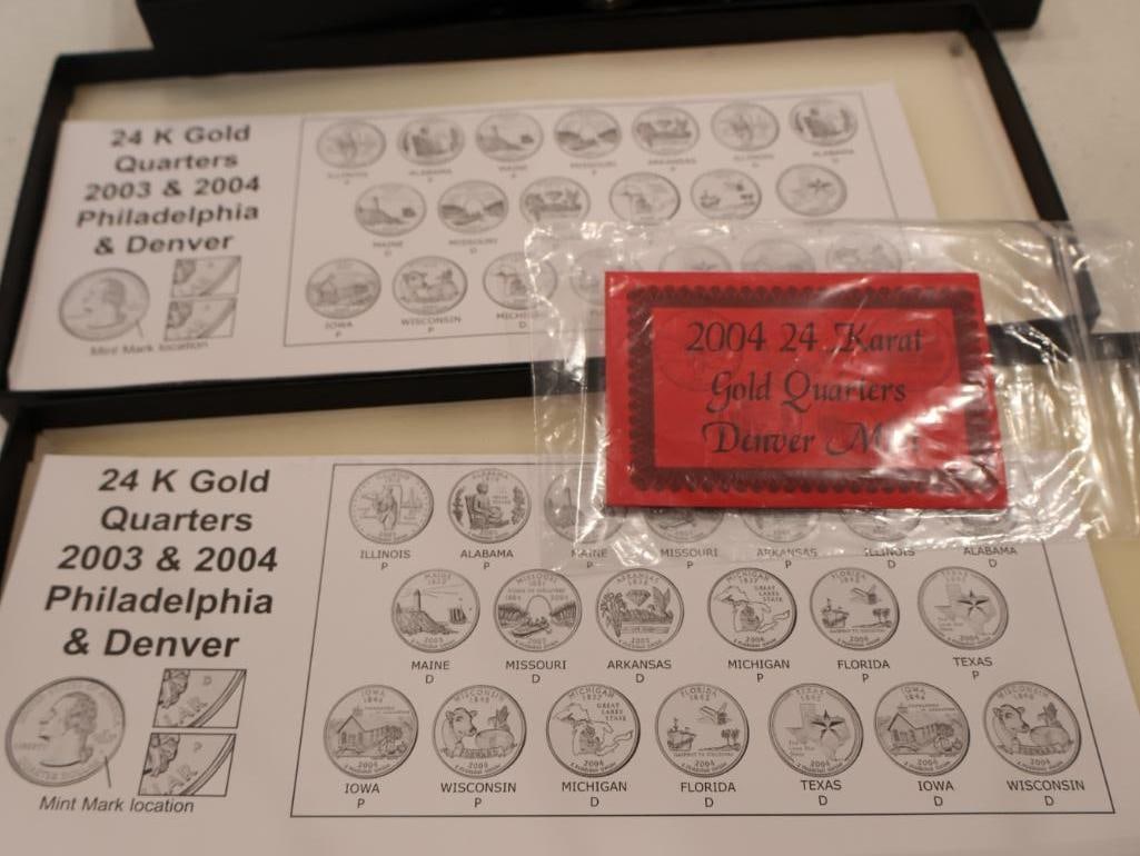 Two commemorative sets of 24K gold-plated U.S. Statehood Quarters from 2003 and 2004 - 6