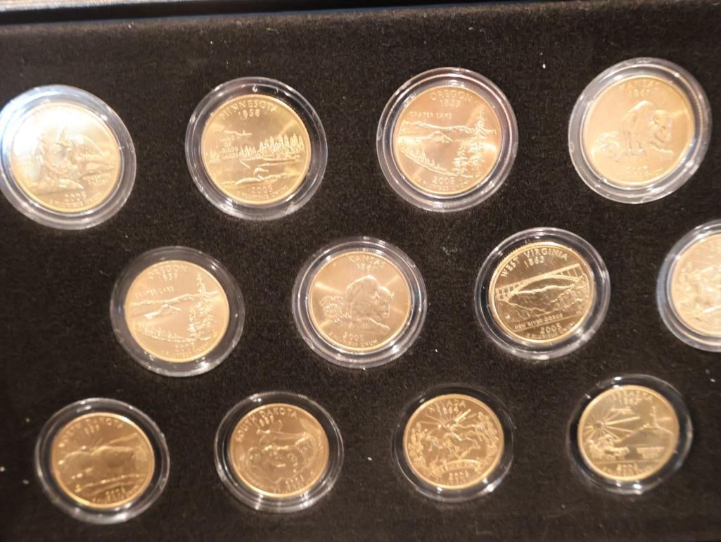 Two commemorative sets of 24K gold-plated U.S. Statehood Quarters from 2005 and 2006 - 2