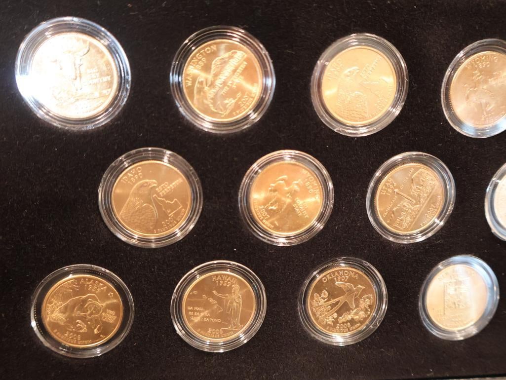 Two commemorative sets of 24K gold-plated U.S. Statehood Quarters from 2007 and 2008 - 2