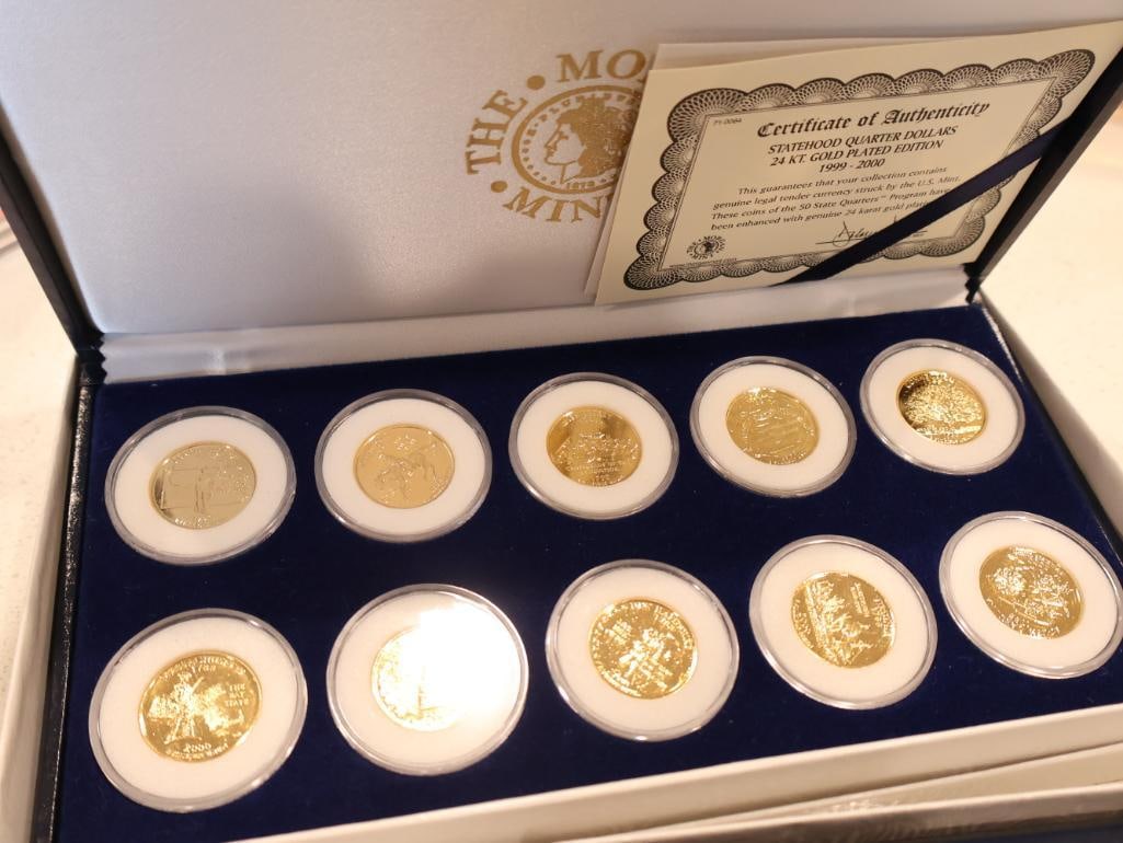 Two commemorative sets of 24K gold-plated U.S. Statehood Quarters from 1999 and 2000 - 7