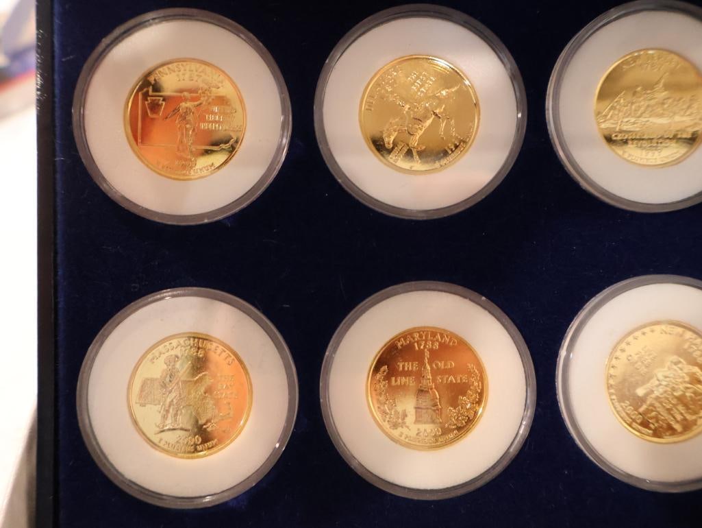 Two commemorative sets of 24K gold-plated U.S. Statehood Quarters from 1999 and 2000 - 8