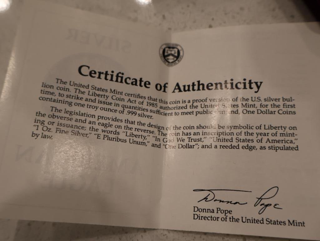 1988 American Eagle One Ounce Proof Silver Bullion Coin - 5