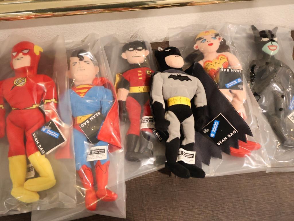 Set of six vintage DC Comics superhero bean bag plush dolls (1 of 5)