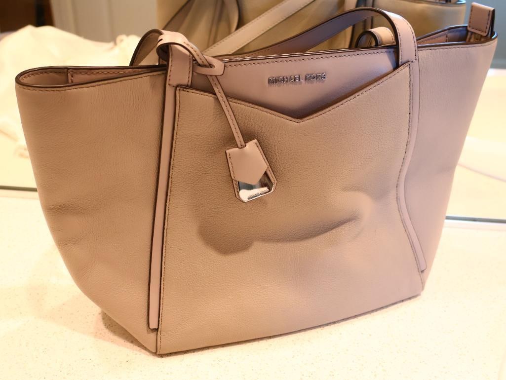 Taupe Michael Kors Whitney Leather Tote: Light pink/taupe grey colored Michael Kors tote, in good condition 
