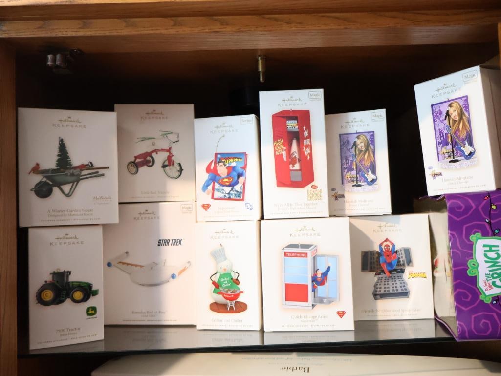 Collection of Hallmark Keepsake Ornaments: Featuring a mix of nature, farming, and popular culture themes, mostly released between 2007 and 2011. 