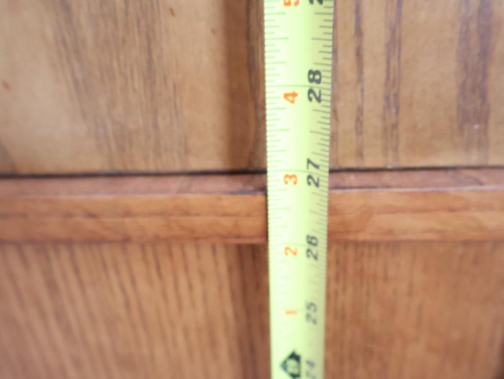 Two matching vintage oak display cabinets or curios - 11