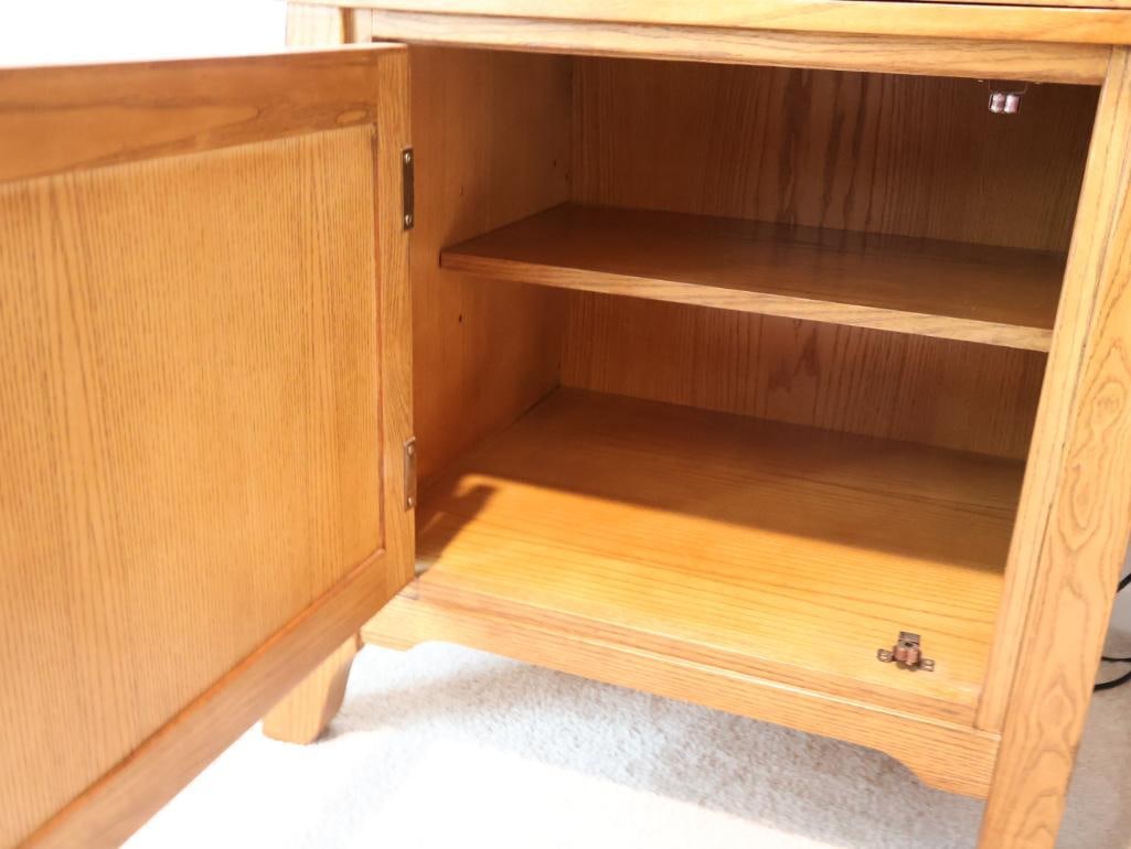 Two matching vintage oak display cabinets or curios - 5