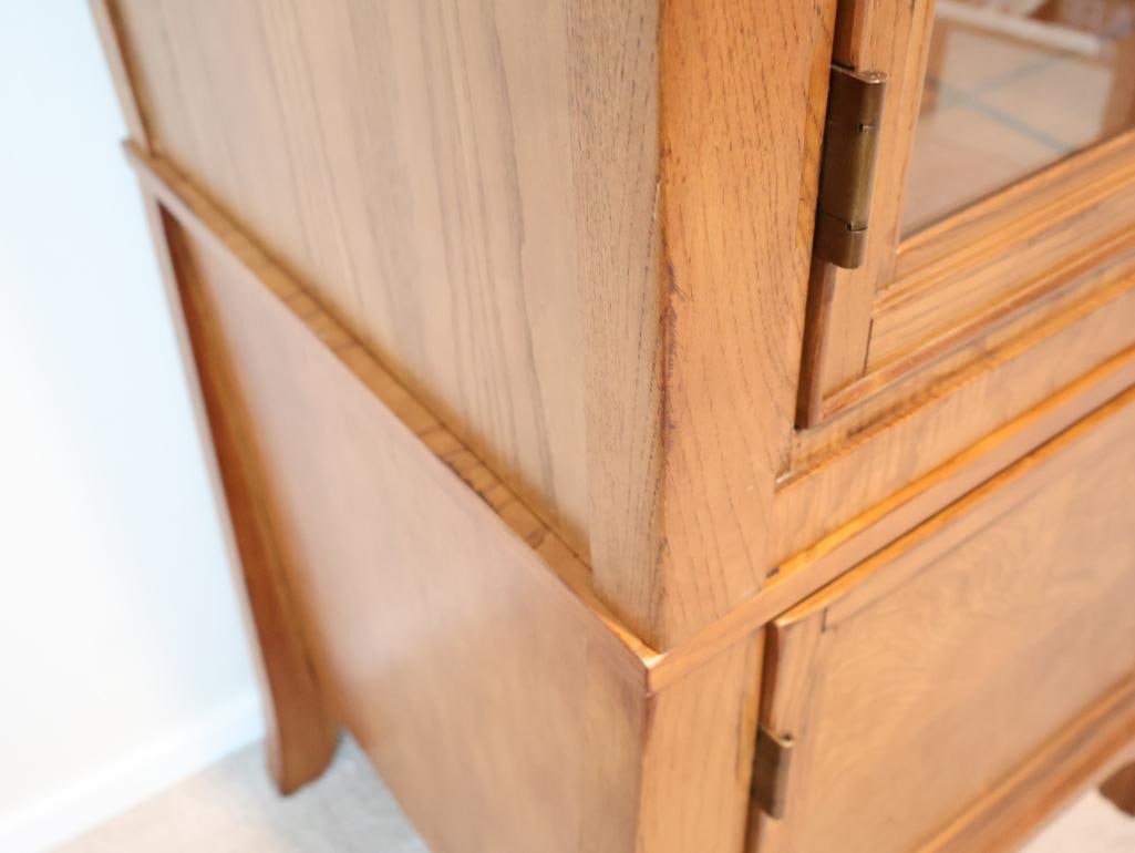 Two matching vintage oak display cabinets or curios - 6