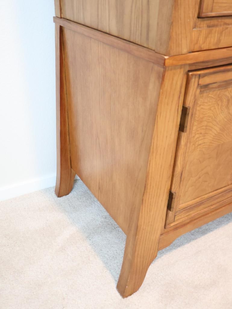 Two matching vintage oak display cabinets or curios - 7