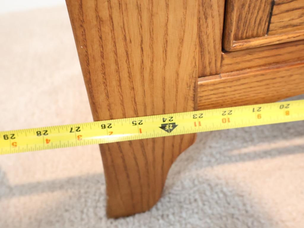 Two matching vintage oak display cabinets or curios - 9