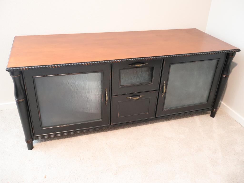 Wood with Black Accent media console - 2
