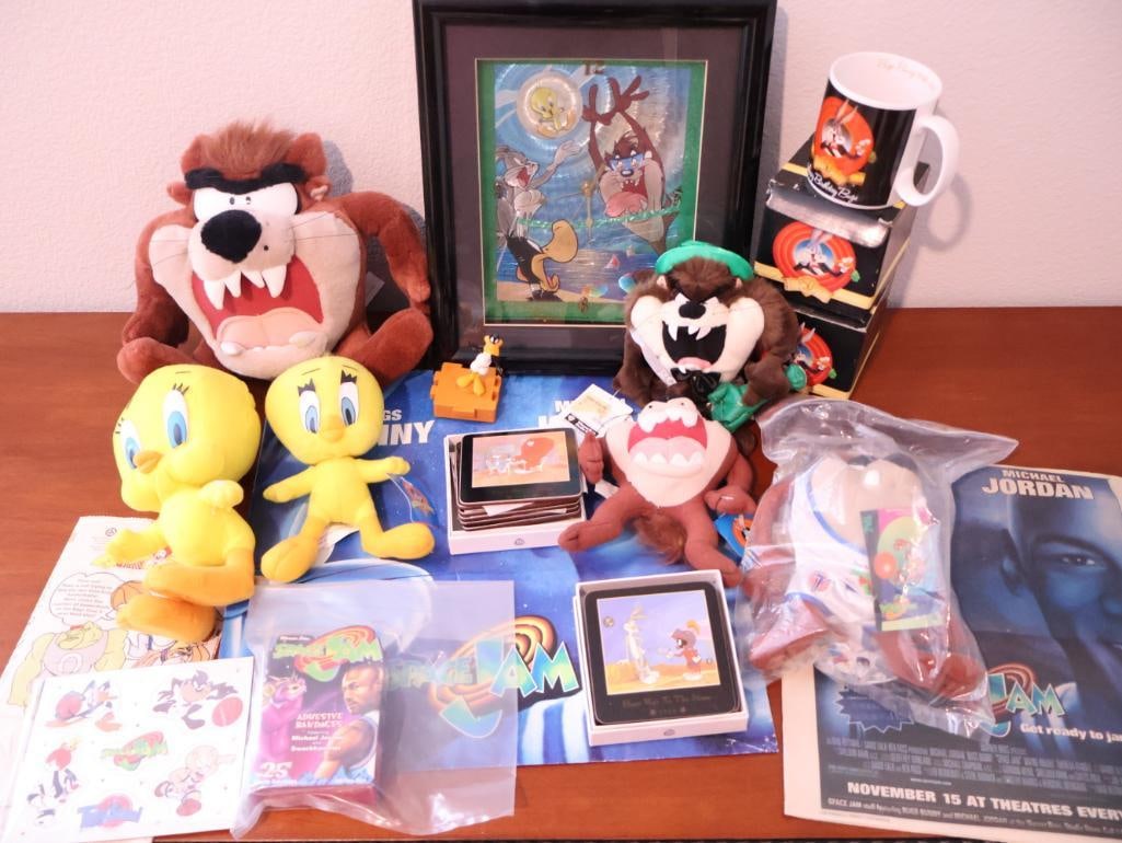 Extensive collection of Space Jam (1996) movie memorabilia: Featuring both retail merchandise and promotional items released to coincide with the film's premiere. 