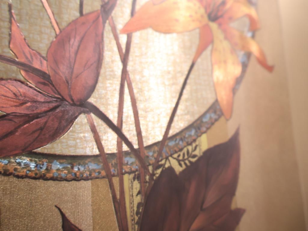 Vintage silk painting of lilies - 5