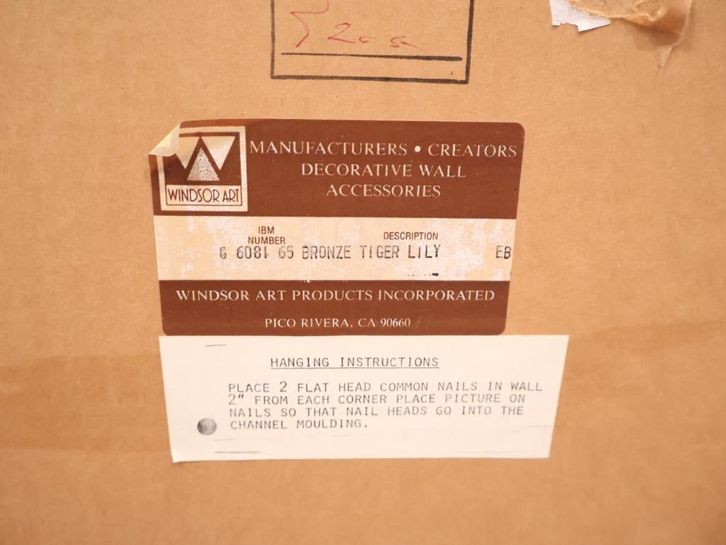 Vintage silk painting of lilies - 7