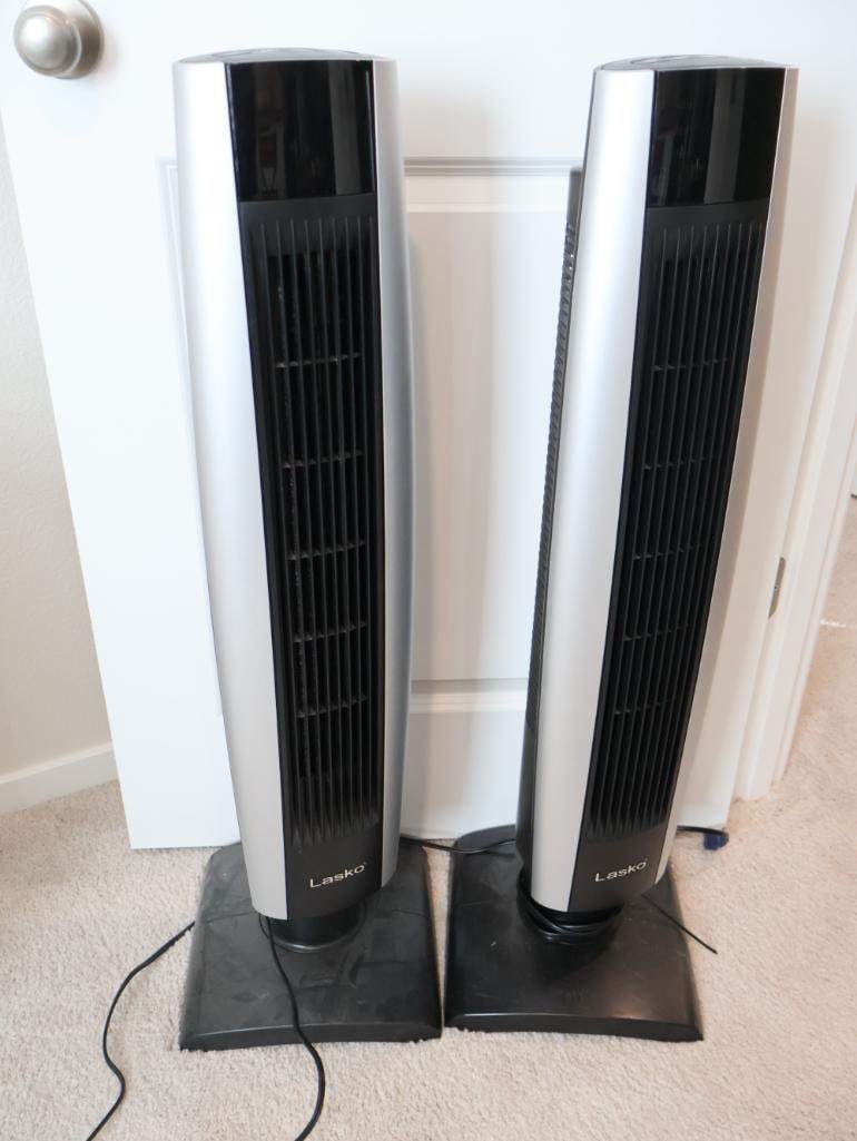 Two Lasko 37-inch Oscillating Tower Fans (1 of 3)