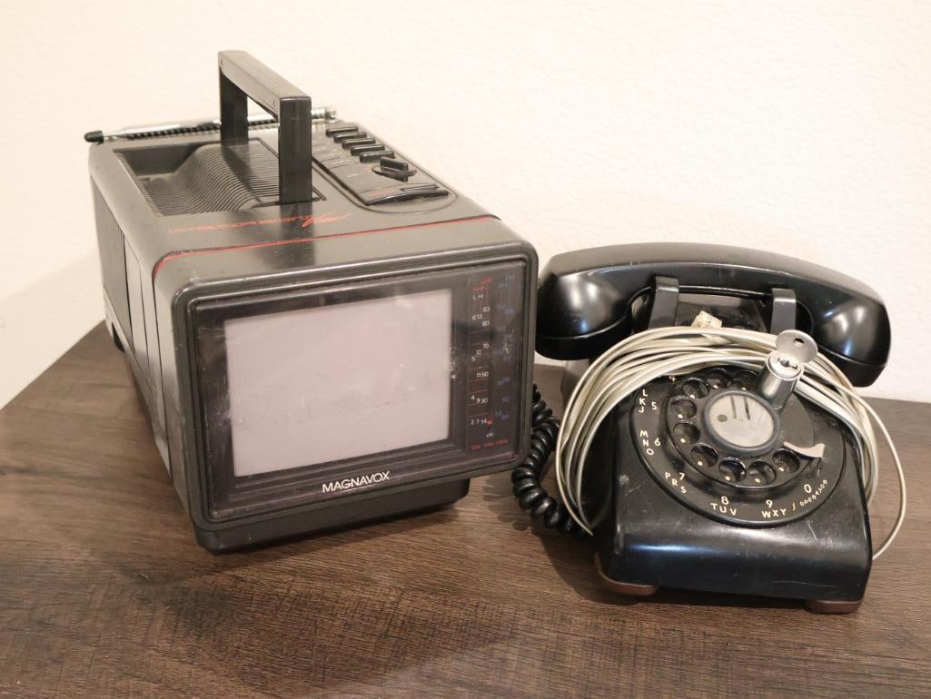 1980s Magnavox portable CRT television and a Electric Model 500 rotary telephone (1 of 10)