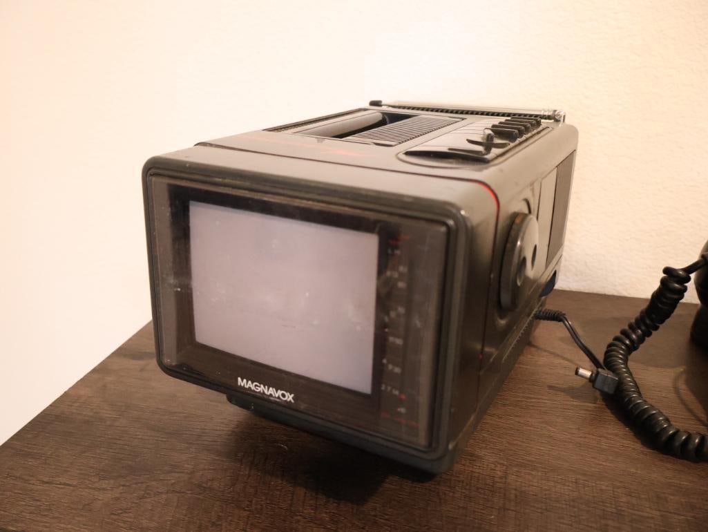 1980s Magnavox portable CRT television and a Electric Model 500 rotary telephone - 6