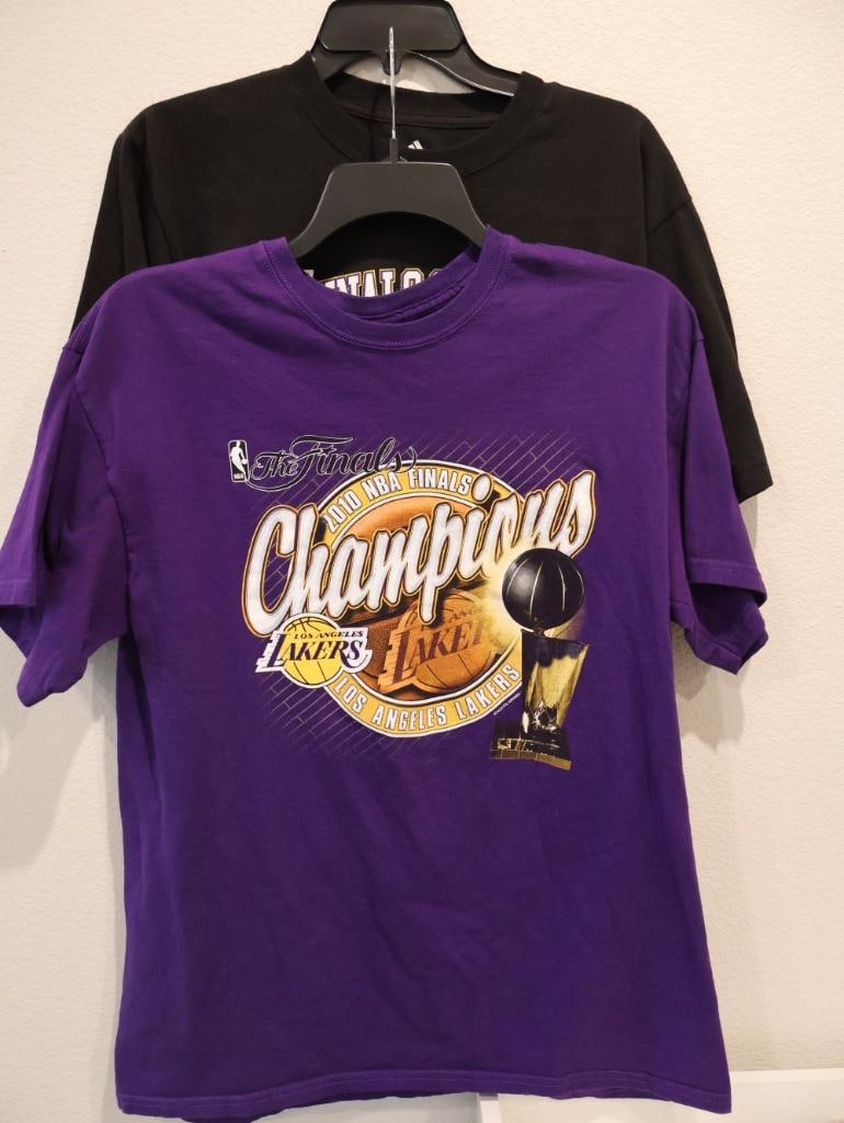 Two Los Angeles Lakers 2010 NBA Finals Champions shirt: This is an officially licensed piece of fan apparel commemorating the franchise's 16th championship victory. The Lakers won this title on June 17, 2010, by defeating their historic rivals, the Boston