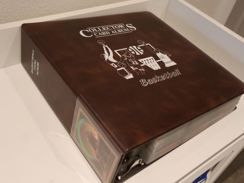 Binder Filled with Basketball Cards: Includes many different brands. Multiple Michael Jordan Fleer '91 cards, and other notable names 