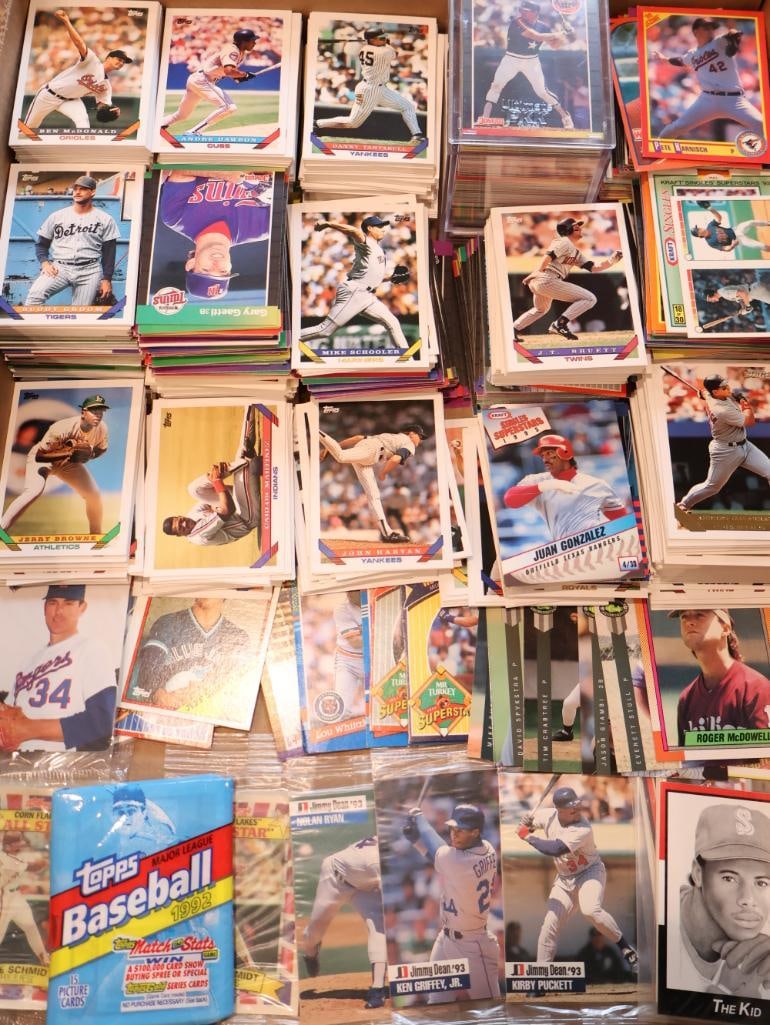 Large Collection of MLBA Cards: Various brands include Topps, Kraft and Jimmy Dean (some sealed), Donruss and more 