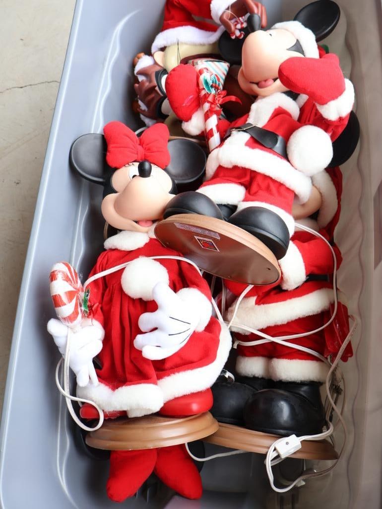 Five Large Disney and Looney Toons Holiday Animatronics: Includes two Mickey and Minnie Mouse pairs, and Taz Tasmanian Devil 