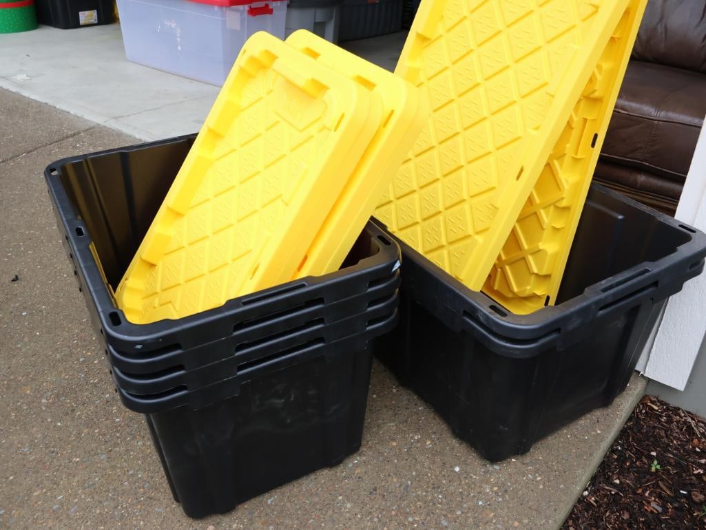 Six Black and Yellow Lidded Bins (1 of 7)