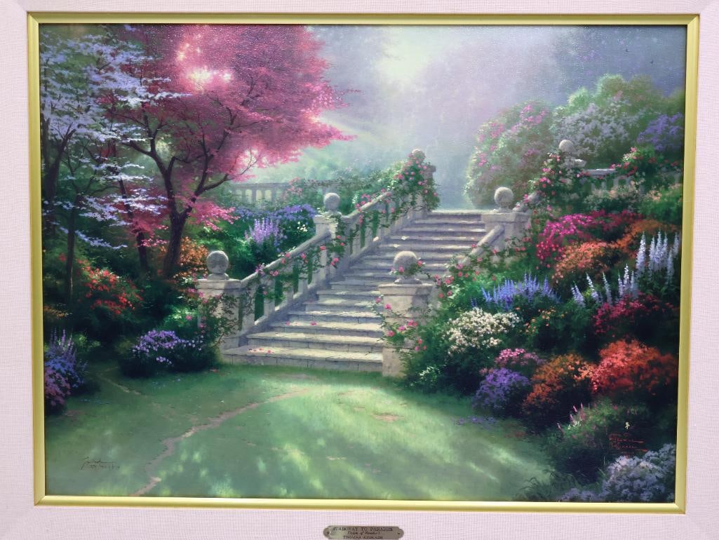 Thomas Kinkade Double Signed Hand Highlighted Gallery Print 'Stairway to Paradise' - 2