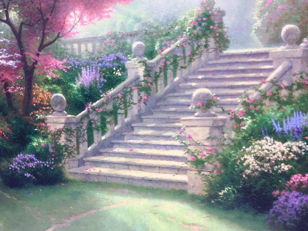 Thomas Kinkade Double Signed Hand Highlighted Gallery Print 'Stairway to Paradise' - 4
