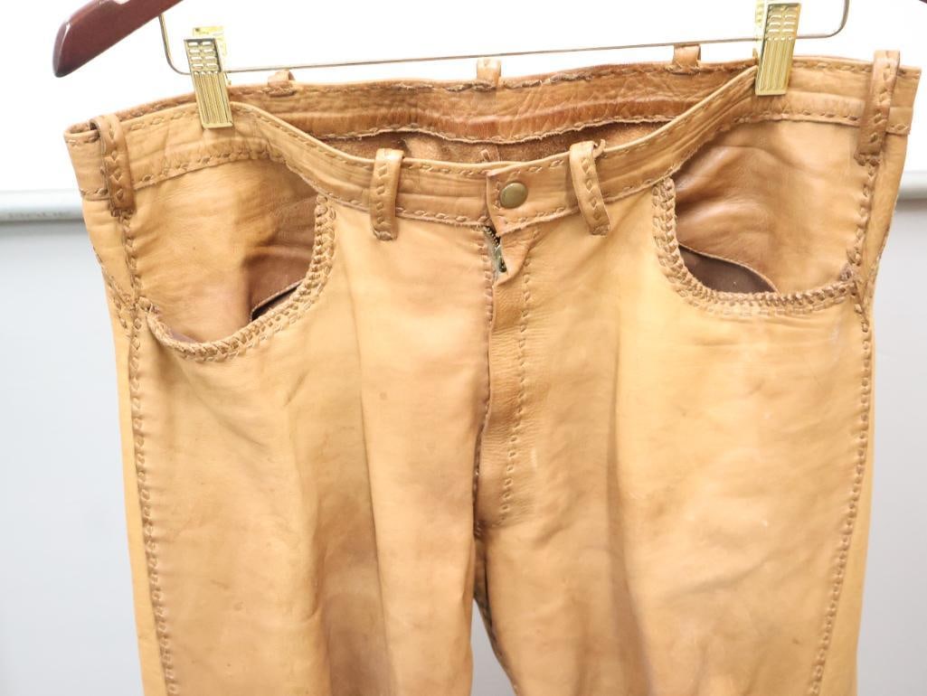 Vintage Handmade Leather Jacket and Pant Set - 17