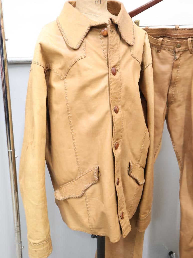 Vintage Handmade Leather Jacket and Pant Set - 2